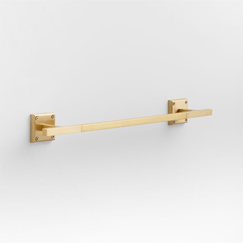 Square Edge Brushed Brass Bath Towel Bar 18"