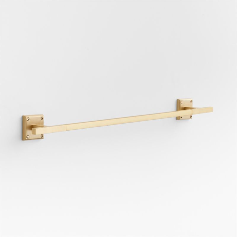 Square Edge Brushed Brass Bath Towel Bar 24 Crate Barrel Canada   SQEdgeBrassTowelBar24nSSS23