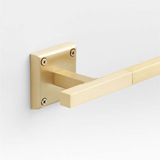 Square Edge Brushed Brass Bath Towel Bars