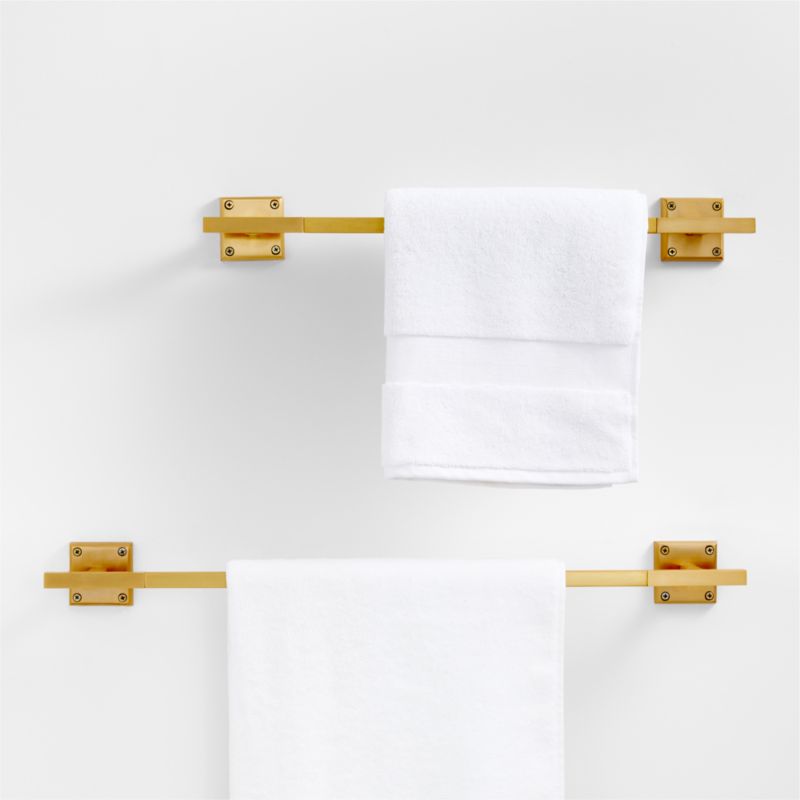 Square Edge Brushed Brass Bath Towel Bar 18"