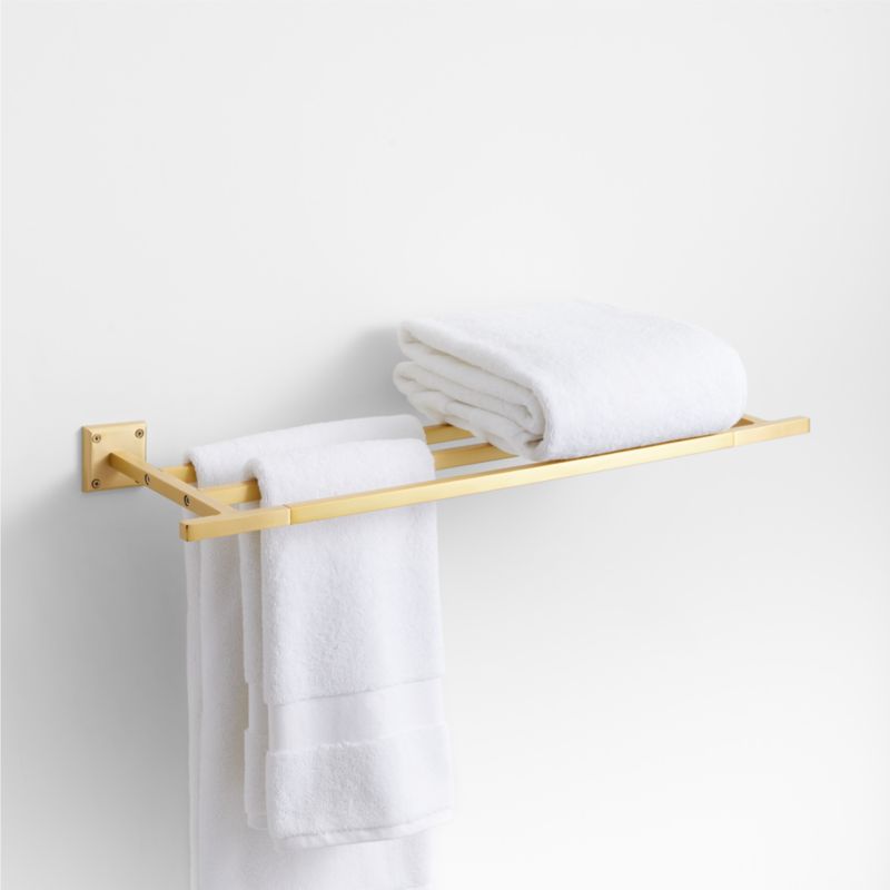 Square Edge Brushed Brass Wall-Mounted Bathroom Towel Rack