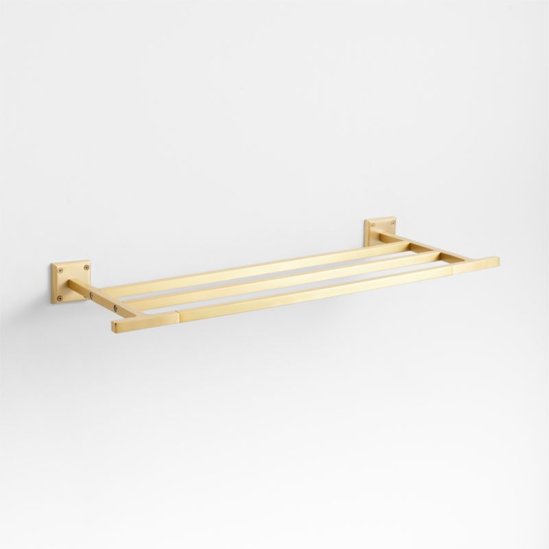 Square Edge Brushed Brass Wall-Mounted Bathroom Towel Rack