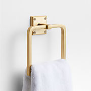 Square Edge Brushed Brass Bathroom Hand Towel Ring