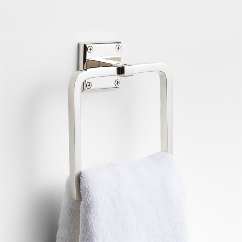 Square Edge Polished Chrome Bathroom Hand Towel Ring