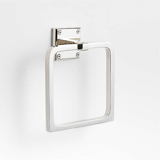 Square Edge Polished Chrome Bathroom Hand Towel Ring