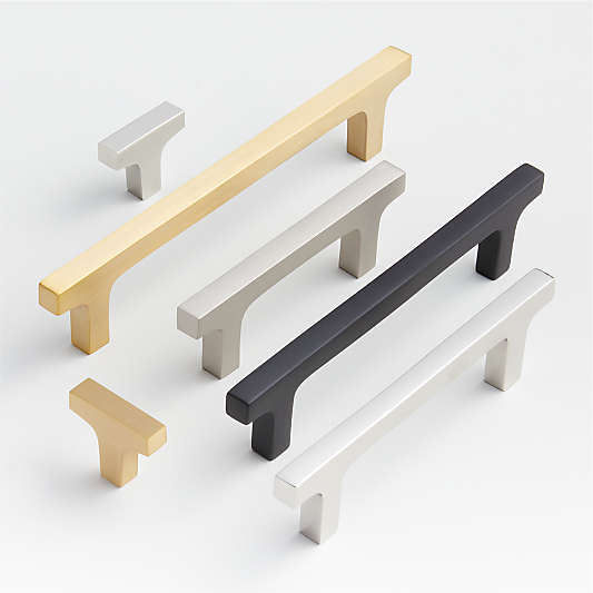 Square Edge Brushed Brass Cabinet Drawer Bar Pulls