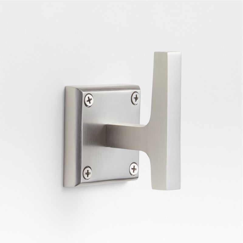 Square Edge Brushed Nickel Bathroom Towel Hook + Reviews | Crate & Barrel