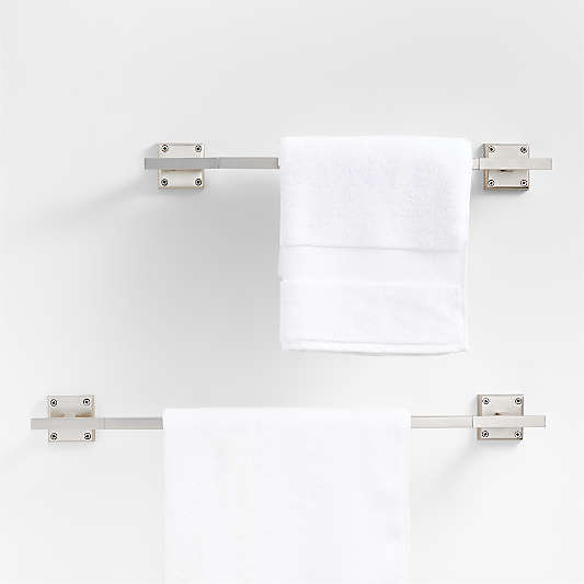 Square Edge Brushed Nickel Bath Towel Bars