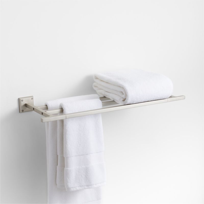 Square Edge Brushed Nickel Wall-Mounted Bathroom Towel Rack +