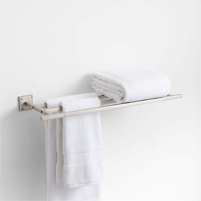 Square Edge Brushed Nickel Wall-Mounted Bathroom Towel Rack