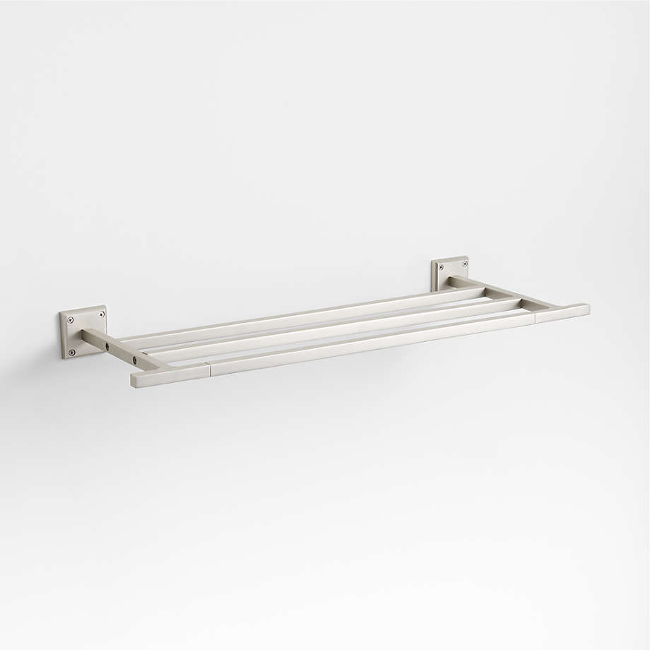 Square Edge Brushed Nickel Wall-Mounted Bathroom Towel Rack + Reviews |  Crate u0026 Barrel Canada