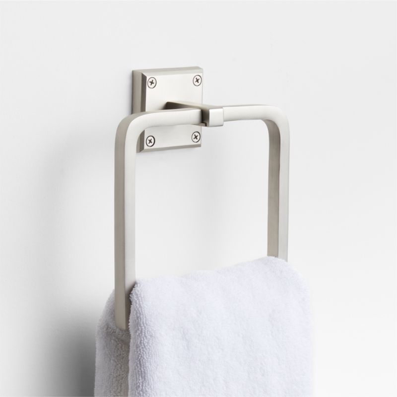 Square Edge Brushed Nickel Bathroom Hand Towel Ring + Reviews
