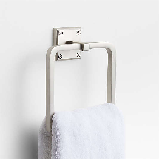 Square Edge Brushed Nickel Bathroom Hand Towel Ring