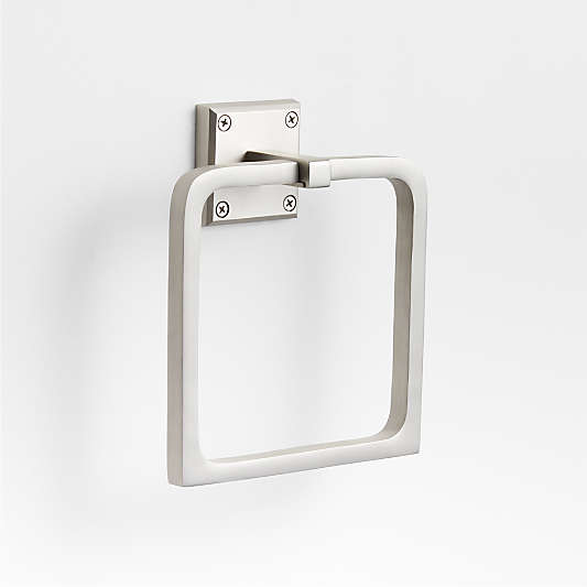 Square Edge Brushed Nickel Bathroom Hand Towel Ring