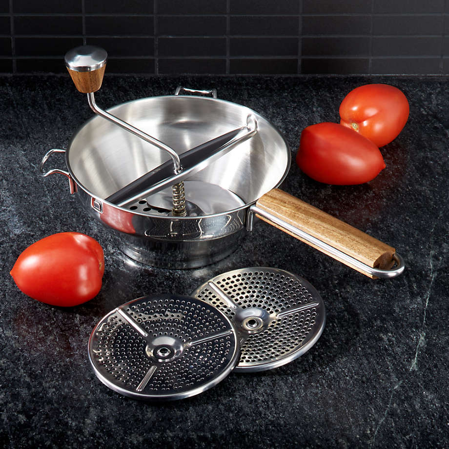 Stainless Steel Food Mill with Wood Handle + Reviews Crate & Barrel