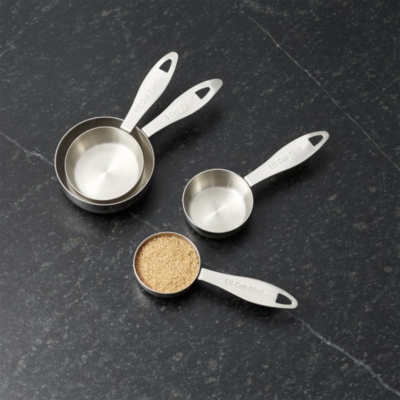 Crate and Barrel, Stainless Steel Odd Size Measuring Cups, Set of