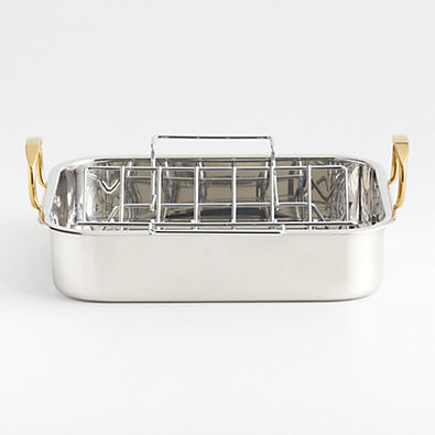 View Stainless Steel Roasting Pan with Gold Handles details