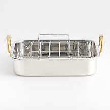 16" Stainless Steel Roasting Pan with Rack + Reviews | Crate & Barrel