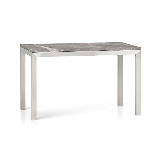 Parsons Grey Marble Top/ Stainless Steel Base 48x28 Dining Table