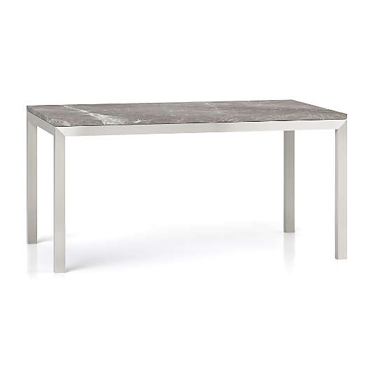 Parsons Grey Marble Top/ Stainless Steel Base 60x36 Dining Table