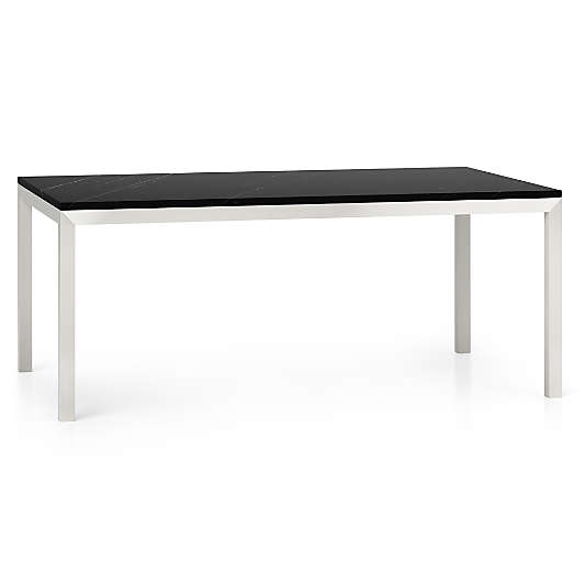 Parsons Black Marble Top/ Stainless Steel Base 72x42 Dining Table