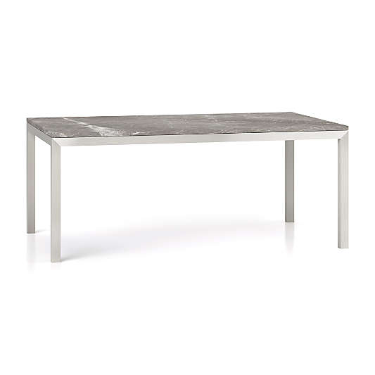 Parsons Grey Marble Top/ Stainless Steel Base 72x42 Dining Table