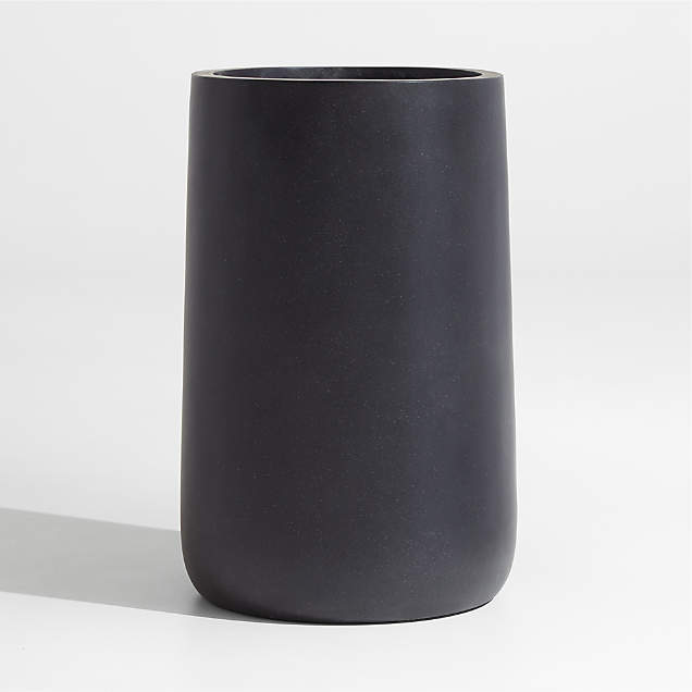 Modern Crock Low Black Fiberstone Planter + Reviews | Crate & Barrel