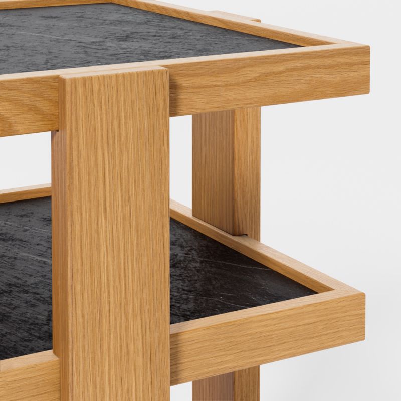 Sable Black Marble Tiered End Table with Shelf - image 4 of 6