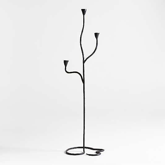 Sacré Black Metal Floor Taper Candle Holder by Athena Calderone