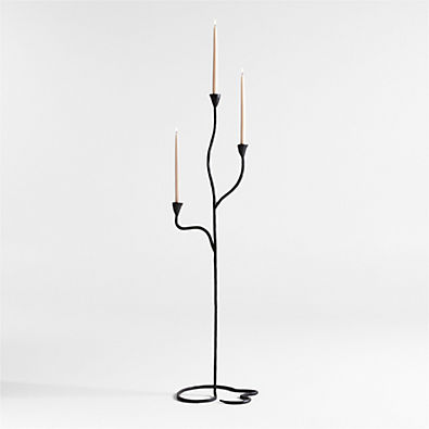 View Sacré Black Metal Floor Taper Candle Holder by Athena Calderone details