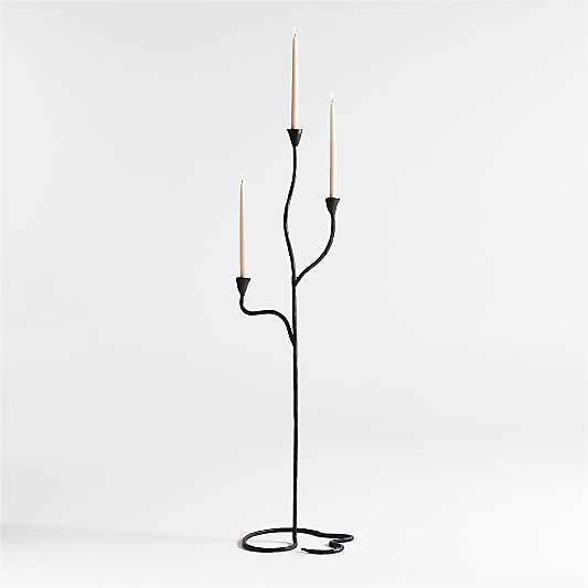 Sacré Black Metal Floor Taper Candle Holder by Athena Calderone