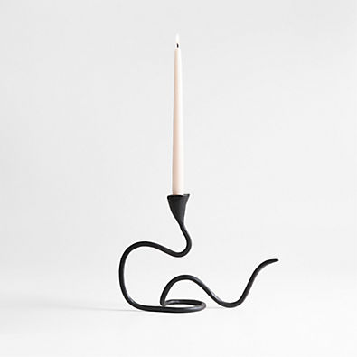 View Sacré Small Black Metal Taper Candle Holder by Athena Calderone details