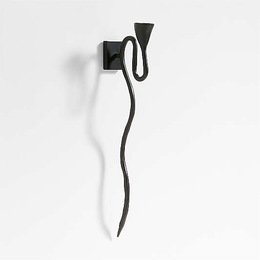 Sacré Black Metal Wall Sconce Taper Candle Holder by Athena Calderone