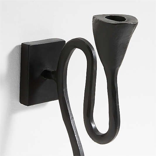 Sacré Black Metal Wall Sconce Taper Candle Holder by Athena Calderone