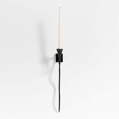 Sacré Black Metal Wall Sconce Taper Candle Holder by Athena Calderone