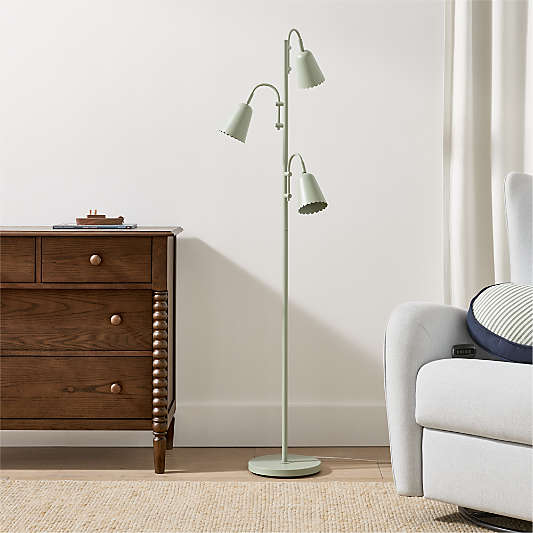 Sadie Scalloped Sage Kids Floor Lamp