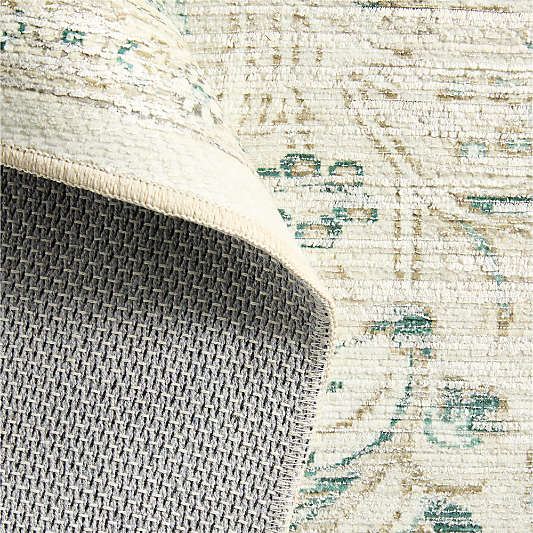 Sadira Green Floral Washable Area Rug 5'x8'