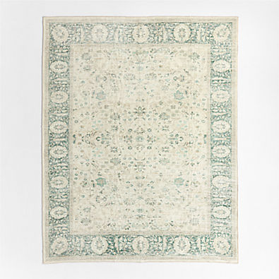 View Sadira Green Floral Washable Area Rug 8'x10' details
