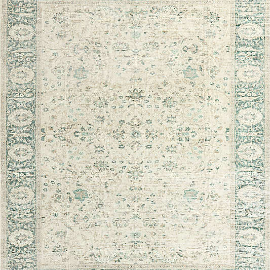 Sadira Green Floral Washable Area Rug 6'x9'