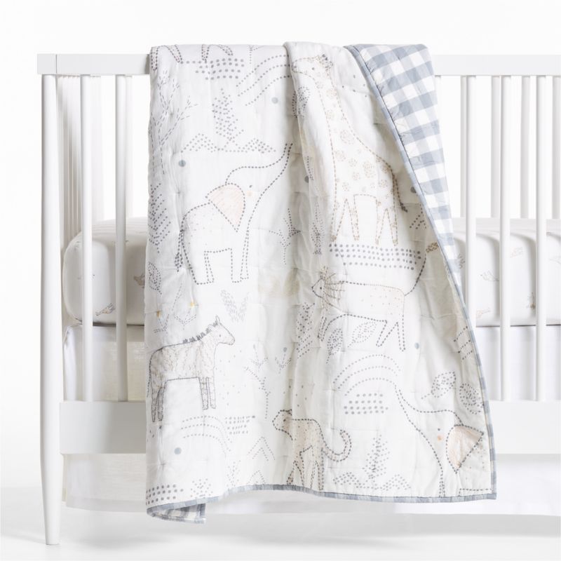 Safari Friends Gauze Organic Cotton Baby Crib Quilt