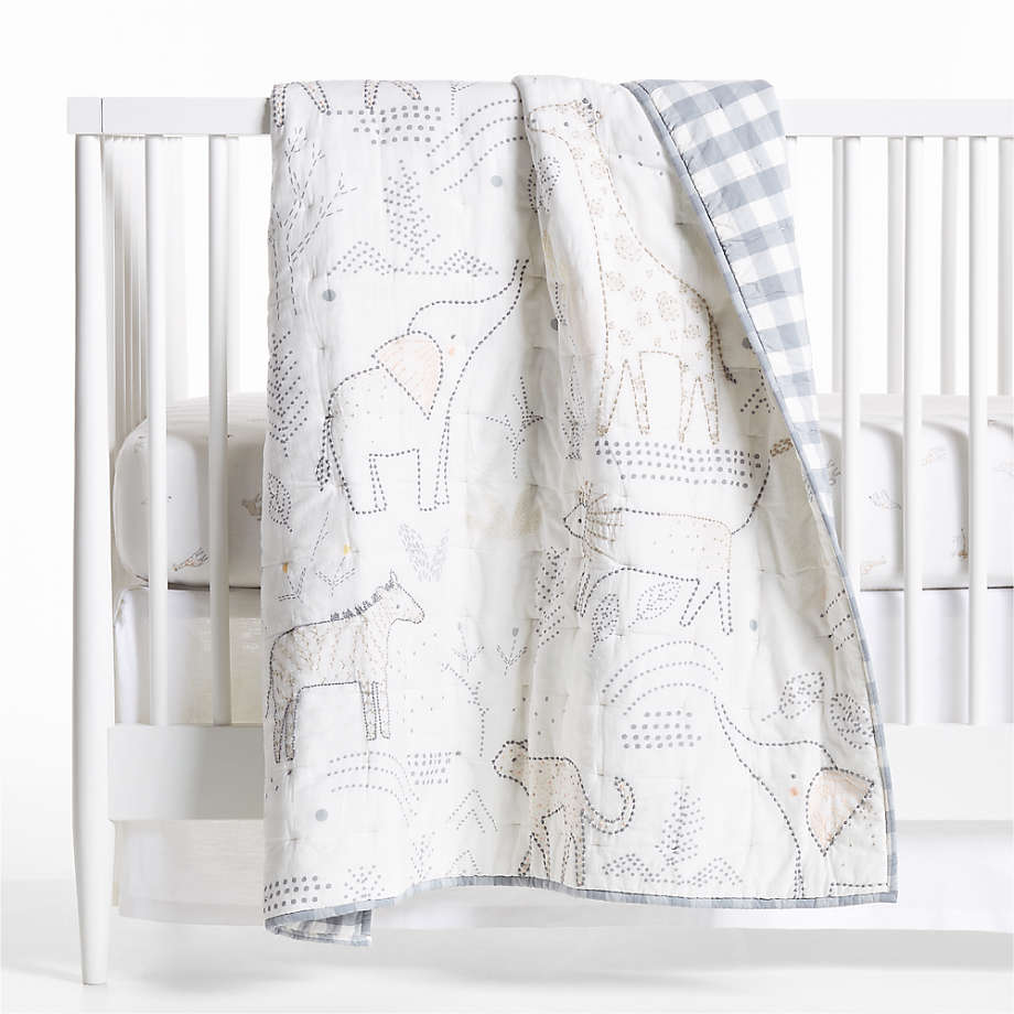 Safari Friends Gauze Organic Cotton Baby Crib Quilt Bedding Set