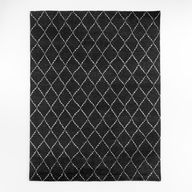 Safi Harlequin Moroccan Black & White Rug Swatch 12"x18"