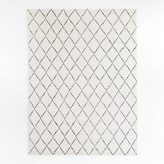 Safi Diamond Moroccan White & Black Area Rug 9'x12'