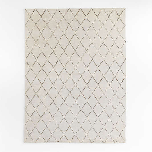 Safi Diamond Moroccan White & Olive Green Area Rug 9'x12'