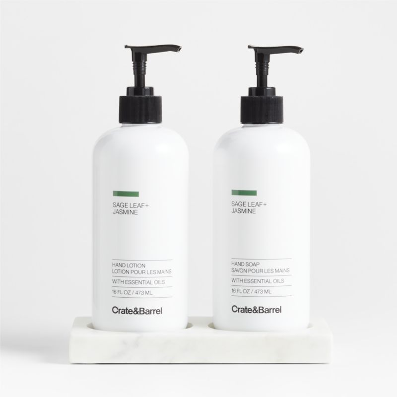 White Marble Sage Leaf + Jasmine 3Piece Set Crate & Barrel