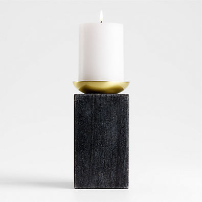 View Sain Tall Black Marble Pillar Candle Holder details