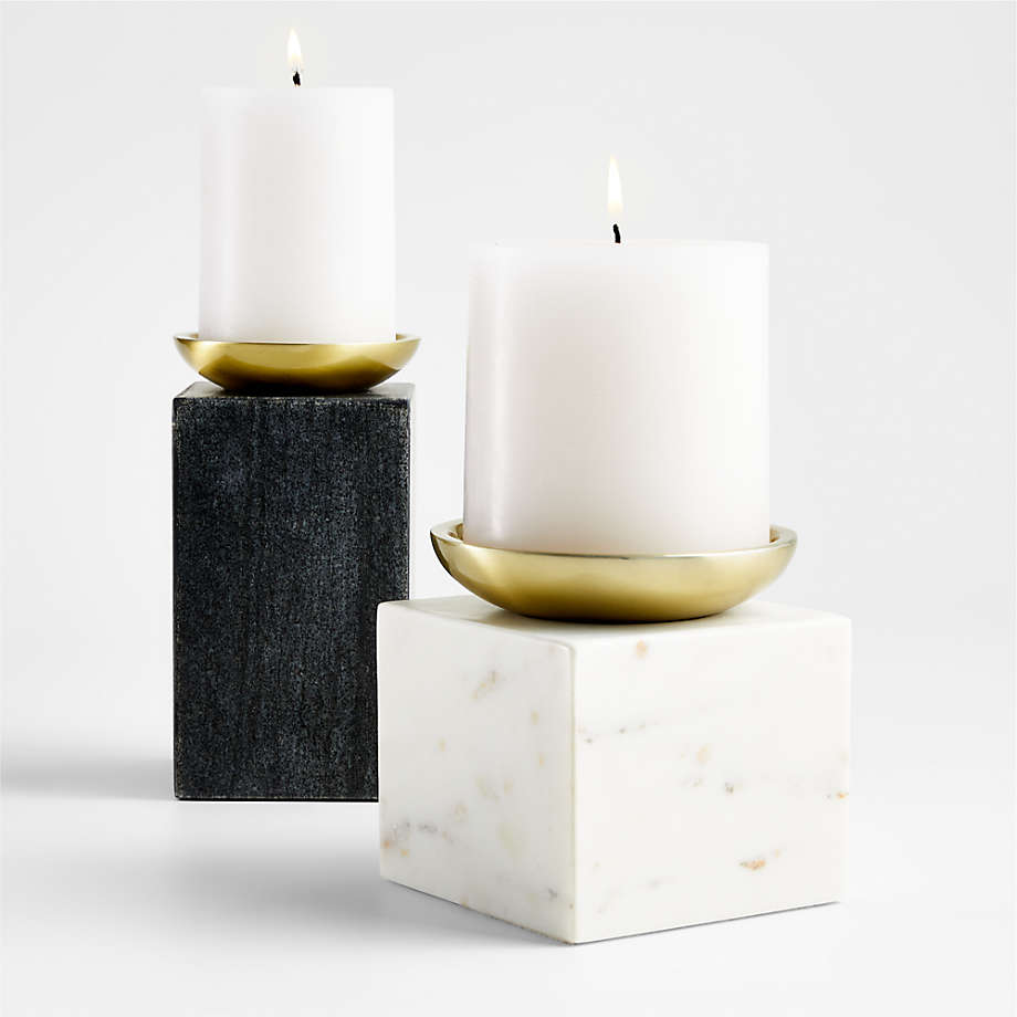 Sain Black Marble Pillar Candle Holders | Crate and Barrel Canada