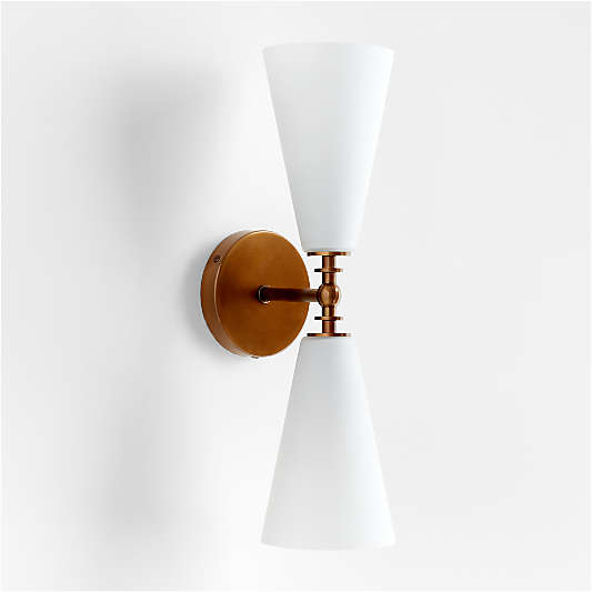 Saintes 2-Light Brass and Glass Wall Sconce Light