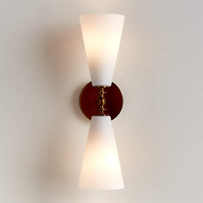 Saintes 2-Light Brass and Glass Wall Sconce Light Set of 2