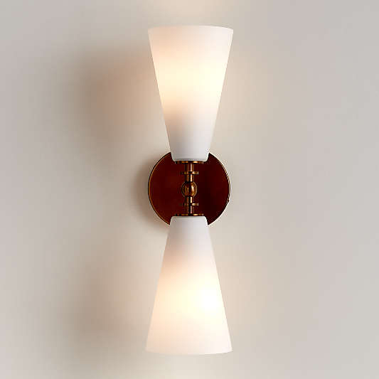 Saintes 2-Light Brass and Glass Wall Sconce Light